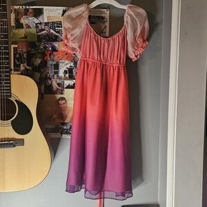 Betsy Johnson Pink/ Purple ombre dress/ puffy sleeves
